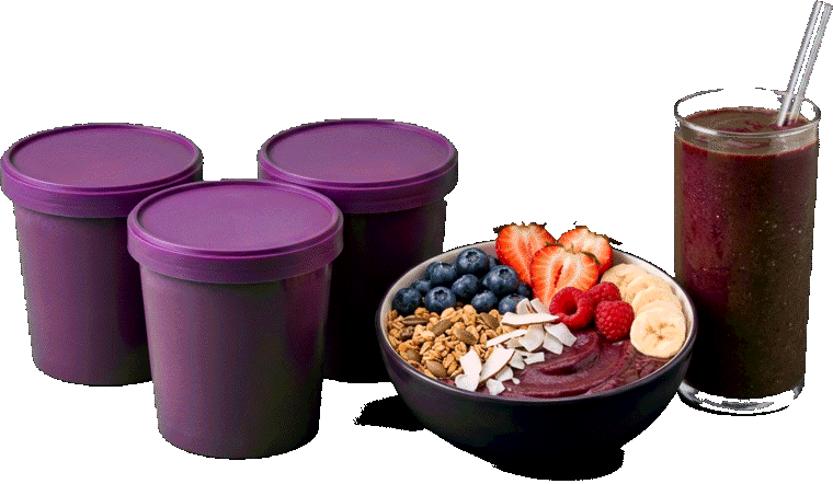 Acai Hawaii packaged puree and bowls