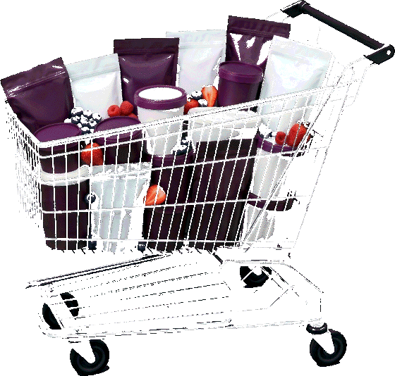 Retail cart with Acai Hawaii products